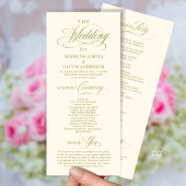 Elegante Klasse Gouden Script Trouwceremonie Volgo Programmakaart