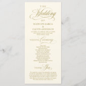 Elegante Klasse Gouden Script Trouwceremonie Volgo Programmakaart (Voorkant)