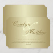 Elegante Klasse | Gouden Ticket | Trouw Bedankt Kaart (Voorkant / Achterkant)