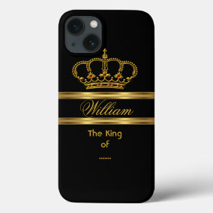 Elegante Klasse Koninklijke Koning Goud Zwarte Kro iPhone 13 Hoesje