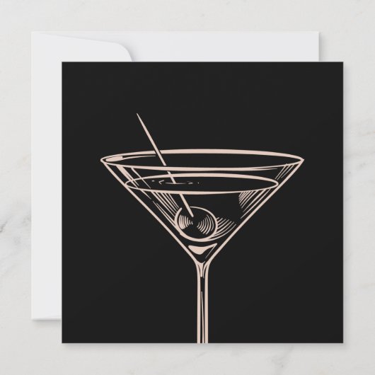 Elegante Klasse Martini Drink Volwassene Zwart Ver Kaart (Achterkant)