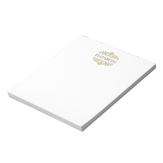 Elegante Klasse Moderne Monogram Zwar Goud Notitieblok (Linkerzijde)