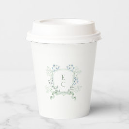 Elegante Klasse Monogram Wapen Huwelijk Papieren Bekers
