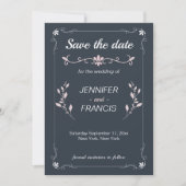Elegante Klasse Navy en Roze Trouw  Save The Date (Voorkant)