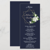 Elegante Klasse Navy Geometrische Huwelijksmenu Programmakaart (Voorkant / Achterkant)