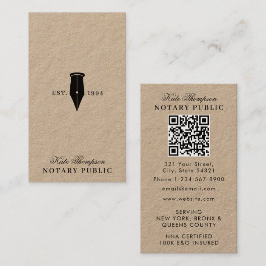 Elegante Klasse Notaris Handtekening Agent QR Code Visitekaartje (Voorkant / Achterkant)