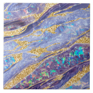 Elegante Klasse Opal Marmer Paars Goud Glitters Tegeltje