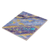 Elegante Klasse Opal Marmer Paars Goud Glitters Tegeltje (Zijkant)