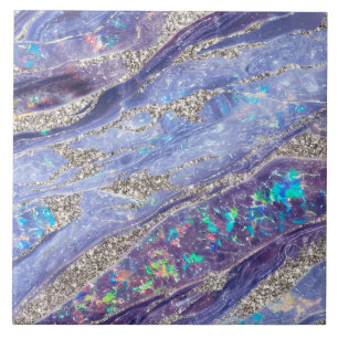 Elegante Klasse Opal Marmer Paars Zilver Glitter Tegeltje