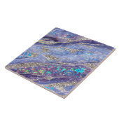 Elegante Klasse Opal Marmer Paars Zilver Glitter Tegeltje (Zijkant)