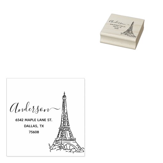 Elegante Klasse Parijs Eiffeltoren Retouradres Rubberstempel (Gestempeld)