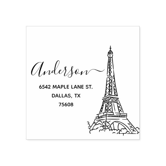Elegante Klasse Parijs Eiffeltoren Retouradres Rubberstempel (Afrduk)