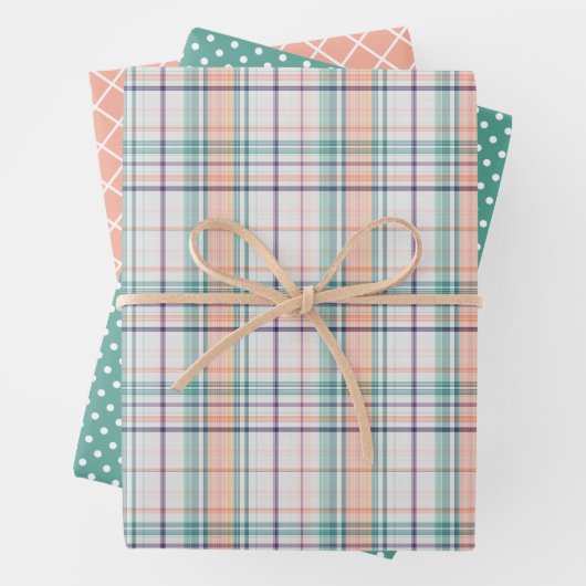 Elegante Klasse Pasen Plaid Cadeaupapier Vel Set (In situ)
