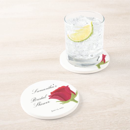 Elegante Klasse Roze Bruids-Shower Zandsteen Onderzetter (Zijkant)