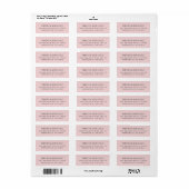 Elegante Klasse Roze Retouradres Etiket (Full Sheet)