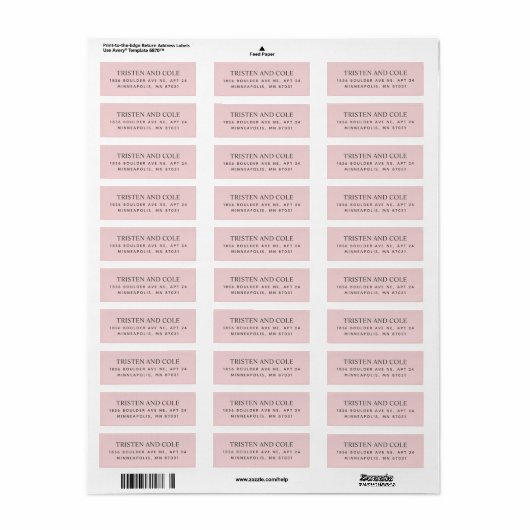 Elegante Klasse Roze Retouradres Etiket (Full Sheet)