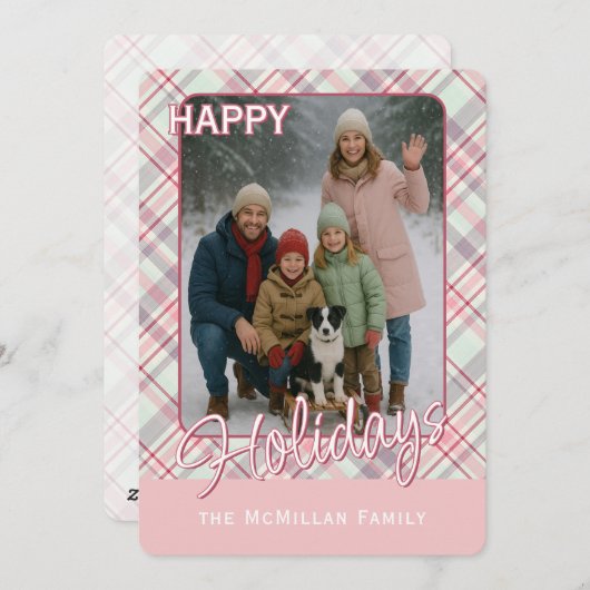 Elegante Klasse Rustieke Geruite Patroon Feestdagenkaart (Voorkant / Achterkant)