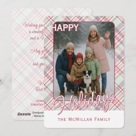 Elegante Klasse Rustieke Plaid Patroon Feestdagenkaart (Voorkant / Achterkant)