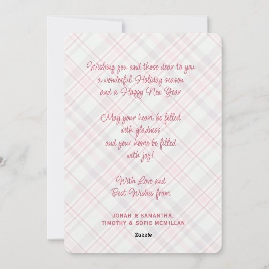 Elegante Klasse Rustieke Plaid Patroon Feestdagenkaart (Achterkant)