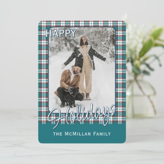 Elegante Klasse Rustieke Plaid Patroon Feestdagenkaart (Staand voorkant)