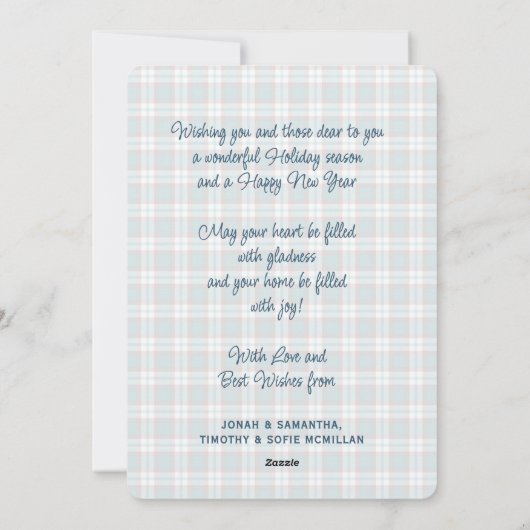Elegante Klasse Rustieke Plaid Patroon Feestdagenkaart (Achterkant)
