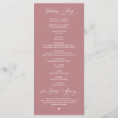 Elegante Klasse Stof Roze Roze Script Trouwen Programmakaart (Achterkant)