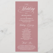 Elegante Klasse Stof Roze Roze Script Trouwen Programmakaart (Voorkant)