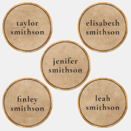 Elegante Klasse Taupe Luxe Voeg Je Naam Toe School Labels