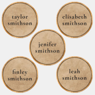 Elegante Klasse Taupe Luxe Voeg Je Naam Toe School Labels