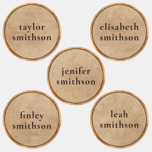 Elegante Klasse Taupe Luxe Voeg Je Naam Toe School Labels (Groep)