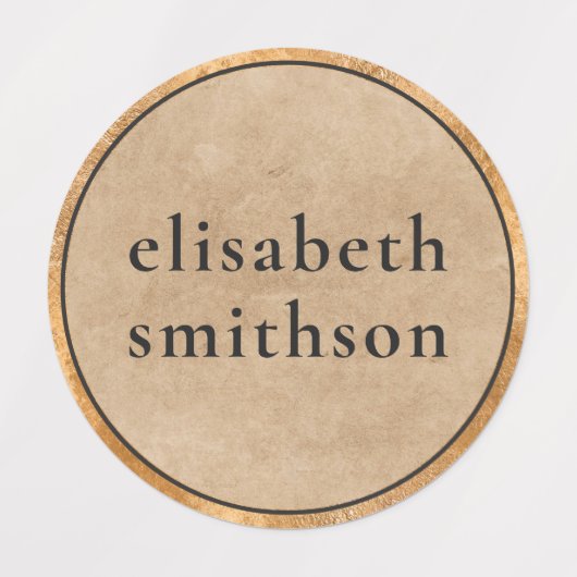 Elegante Klasse Taupe Luxe Voeg Je Naam Toe School Labels (Design 2)