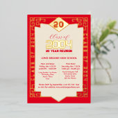 Elegante Klasse van 2004 20 Jaar High School Reuni Folie Uitnodiging (Staand Voorkant)