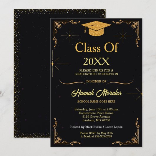 Elegante Klasse van 2024 Afstudeerder Pet Afstuder Kaart (Voorkant / Achterkant)