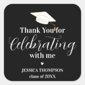 Elegante Klasse van 2024 Dank u Afstuderen Vierkante Sticker (Voorkant)
