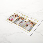 Elegante Klasse van 2024 Drie Foto Afstuderen Folie Uitnodiging (Gedraaid)