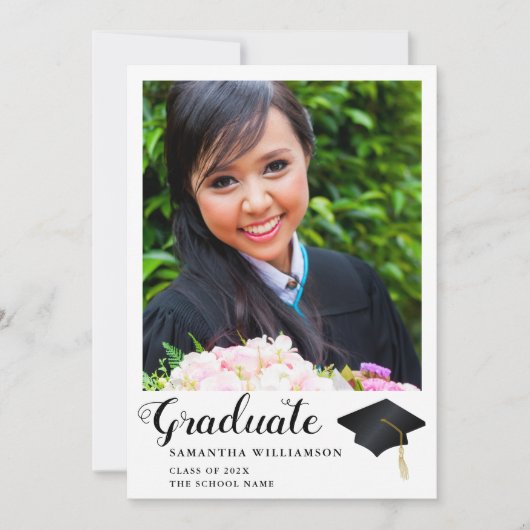 Elegante Klasse van 2025 Afstuderen Foto Afstudere Aankondiging (Voorkant)