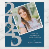 Elegante Klasse van 2025 Foto Dank U Afstuderen Wijn Etiket (Enkel label)