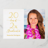 Elegante Klasse van 2025 Foto Graduation Party Gol Folie Uitnodiging (Voorkant)