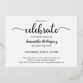 Elegante Klasse van 2025 Foto Graduation Party Gol Folie Uitnodiging (Achterkant)