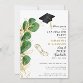 Elegante Klasse van 2025 Foto Greenery Afstuderen Kaart (Voorkant)