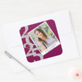 Elegante Klasse van 2025 Foto Rood Afstuderen Vierkante Sticker (Envelop)