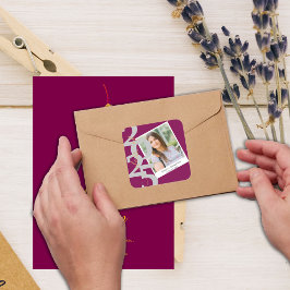 Elegante Klasse van 2025 Foto Rood Afstuderen Vierkante Sticker