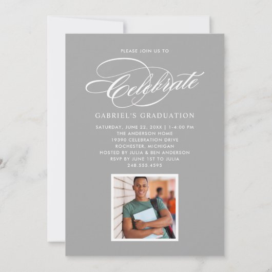 Elegante Klasse van 2025 Grey Photo Graduation Par Kaart (Achterkant)