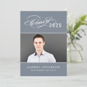 Elegante Klasse van 2025 Slate Photo Graduation Pa Kaart (Staand voorkant)