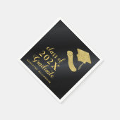 Elegante Klasse van 2025 Zwart en Goud Afstuderen Servet (Hoek)