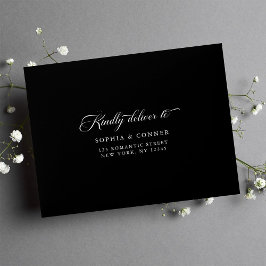 Elegante Klasse Voorgebedrukte Adres RSVP Zwart Envelop