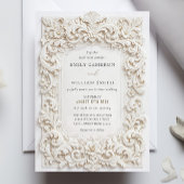 Elegante Klasse Witte Barokke Frame Huwelijk Kaart