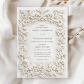 Elegante Klasse Witte Barokke Frame Huwelijk Kaart
