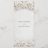 Elegante Klasse Witte Barokke Frame Huwelijk Menu (Achterkant)