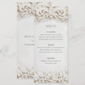 Elegante Klasse Witte Barokke Frame Huwelijk Menu (Voorkant / Achterkant)